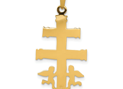 14k Two-tone Cara Vaca Crucifix Pendant, 34 x 15mm