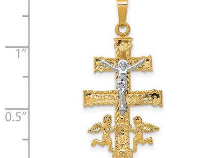 14k Two-tone Cara Vaca Crucifix Pendant, 34 x 15mm