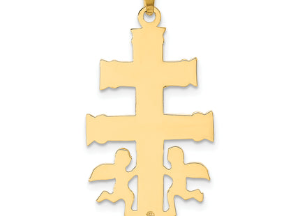 14k Two-tone Cara Vaca Crucifix Pendant, 38 x 19mm