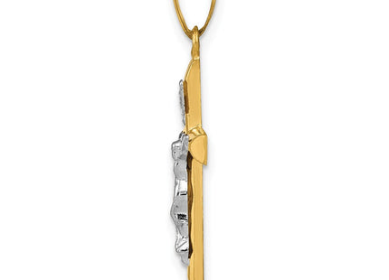 14k Two-tone INRI Hollow Crucifix Pendant (Style XR293)