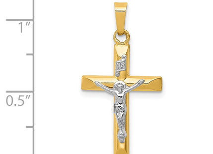 14k Two-tone INRI Hollow Crucifix Pendant (Style XR293)