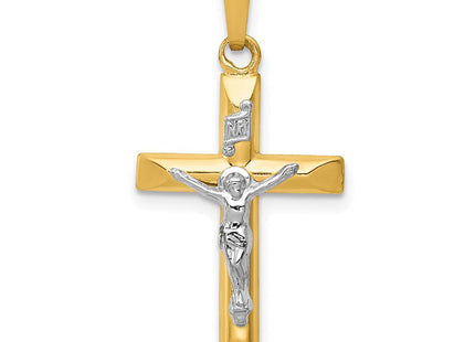 14k Two-tone INRI Hollow Crucifix Pendant (Style XR293)