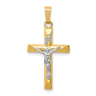 14k Two-tone INRI Hollow Crucifix Pendant (Style XR293)