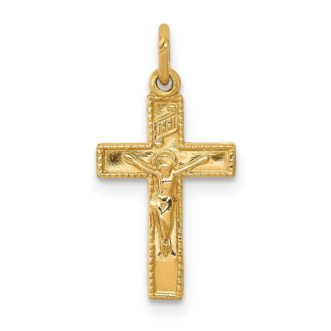 14K Inri Crucifix Charm, 19 x 10mm