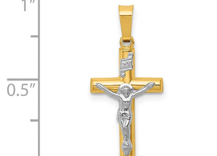 14k Two-tone INRI Hollow Crucifix Pendant (Style XR295)