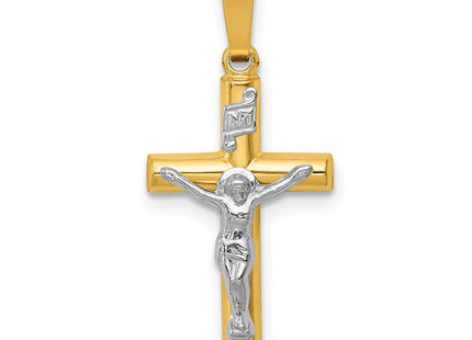14k Two-tone INRI Hollow Crucifix Pendant (Style XR295)