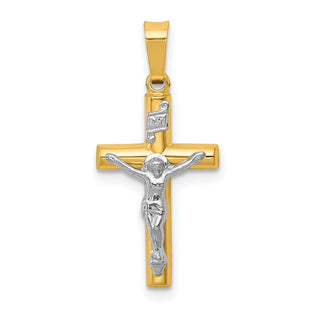 14k Two-tone INRI Hollow Crucifix Pendant (Style XR295)
