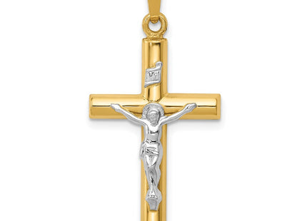 14k Two-tone INRI Hollow Crucifix Pendant (Style XR297)