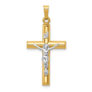 14k Two-tone INRI Hollow Crucifix Pendant (Style XR297)