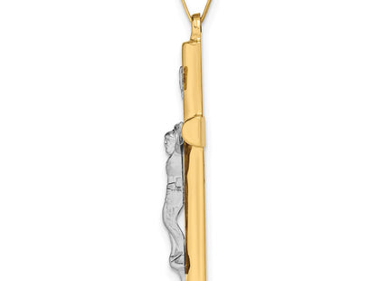 14k Two-tone INRI Hollow Crucifix Pendant (Style XR298)