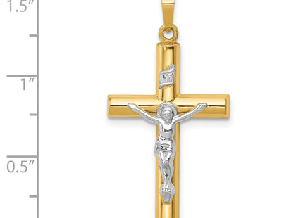14k Two-tone INRI Hollow Crucifix Pendant (Style XR298)