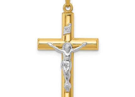 14k Two-tone INRI Hollow Crucifix Pendant (Style XR298)