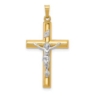 14k Two-tone INRI Hollow Crucifix Pendant (Style XR298)