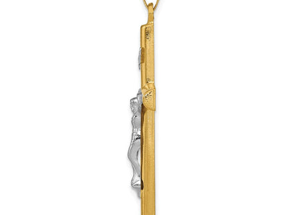 14k Two-tone INRI Hollow Crucifix Pendant (Style XR299)