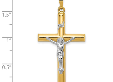 14k Two-tone INRI Hollow Crucifix Pendant (Style XR299)