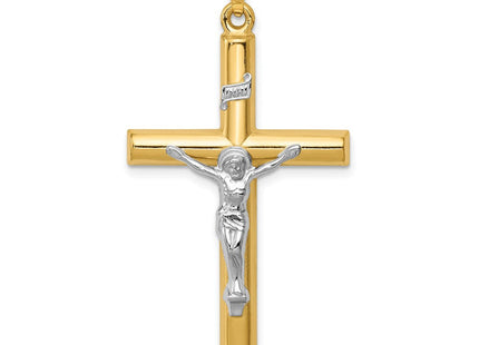 14k Two-tone INRI Hollow Crucifix Pendant (Style XR299)