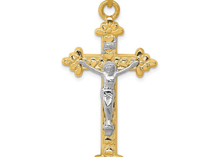 14k Two-tone INRI Hollow Crucifix Pendant (Style XR306)