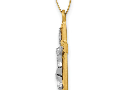 14k Two-tone INRI Hollow Crucifix Pendant (Style XR308)