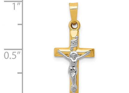 14k Two-tone INRI Hollow Crucifix Pendant (Style XR308)