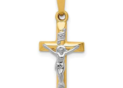 14k Two-tone INRI Hollow Crucifix Pendant (Style XR308)