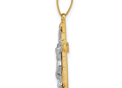 14k Two-tone INRI Hollow Crucifix Pendant (Style XR309)