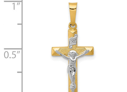 14k Two-tone INRI Hollow Crucifix Pendant (Style XR309)