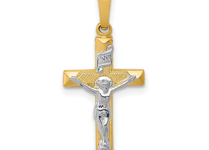 14k Two-tone INRI Hollow Crucifix Pendant (Style XR309)