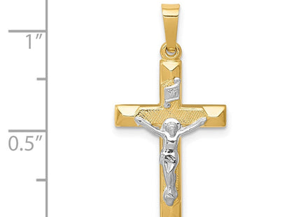 14k Two-tone INRI Hollow Crucifix Pendant (Style XR310)