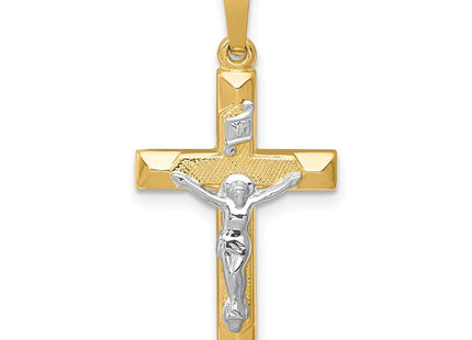 14k Two-tone INRI Hollow Crucifix Pendant (Style XR310)