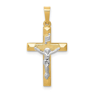 14k Two-tone INRI Hollow Crucifix Pendant (Style XR310)