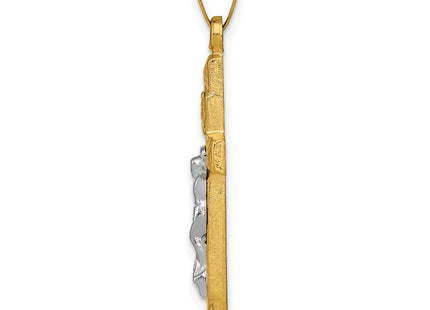 14k Two-tone INRI Hollow Crucifix Pendant (Style XR311)