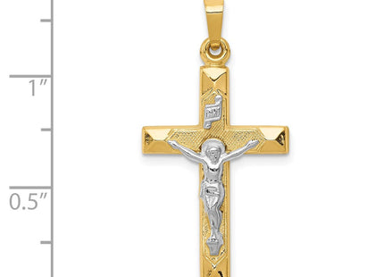 14k Two-tone INRI Hollow Crucifix Pendant (Style XR311)