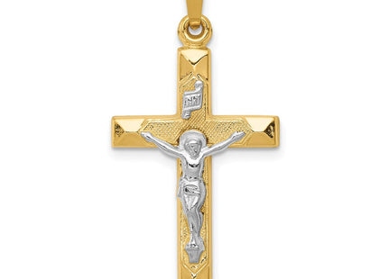 14k Two-tone INRI Hollow Crucifix Pendant (Style XR311)