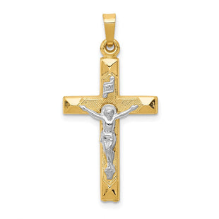 14k Two-tone INRI Hollow Crucifix Pendant (Style XR311)