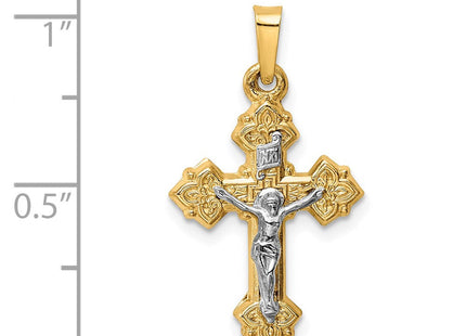 14k Two-tone INRI Hollow Crucifix Pendant (Style XR312)