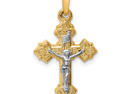 14k Two-tone INRI Hollow Crucifix Pendant (Style XR312)