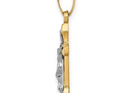 14k Two-tone INRI Hollow Crucifix Pendant (Style XR314)