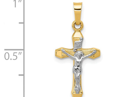 14k Two-tone INRI Hollow Crucifix Pendant (Style XR314)