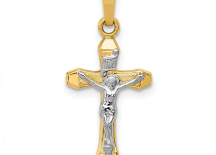 14k Two-tone INRI Hollow Crucifix Pendant (Style XR314)