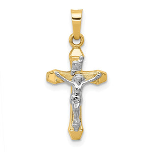 14k Two-tone INRI Hollow Crucifix Pendant (Style XR314)