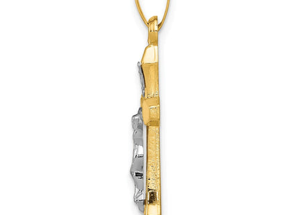 14k Two-tone INRI Hollow Crucifix Pendant (Style XR315)