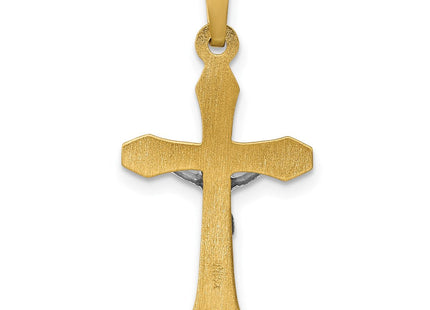 14k Two-tone INRI Hollow Crucifix Pendant (Style XR315)