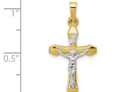 14k Two-tone INRI Hollow Crucifix Pendant (Style XR315)
