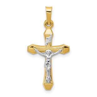 14k Two-tone INRI Hollow Crucifix Pendant (Style XR315)