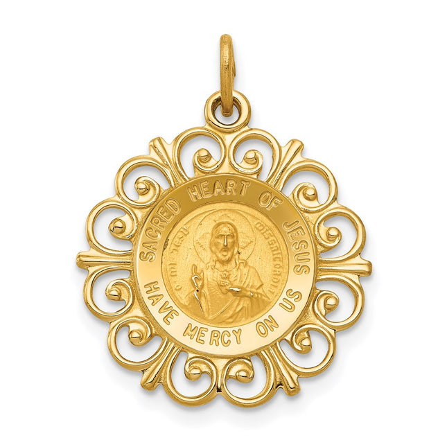 14k Sacred Heart of Jesus Medal Charm, 23 x 18mm