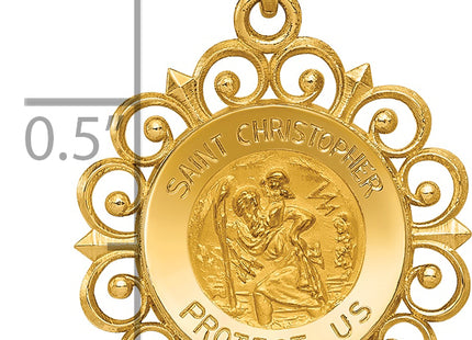 14k Saint Christopher Medal Charm, 24 x 17.5mm