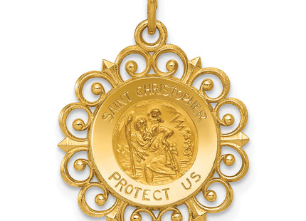 14k Saint Christopher Medal Charm, 24 x 17.5mm