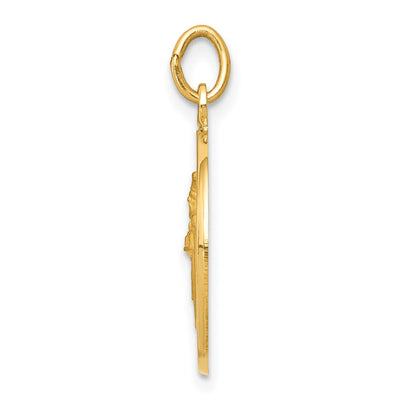 14K Saint Patrick Medal Charm, 23 x 15mm