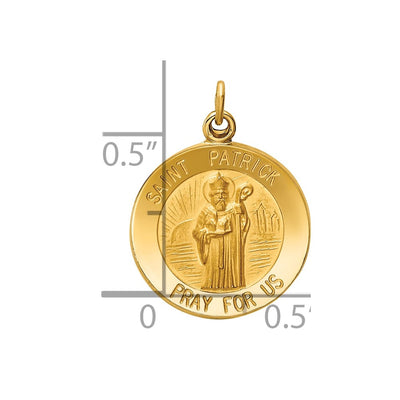 14K Saint Patrick Medal Charm, 23 x 15mm