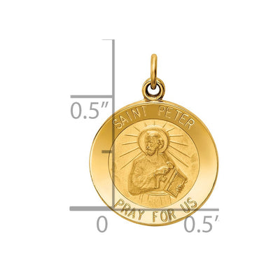 14K Saint Peter Medal Charm, 23 x 15mm